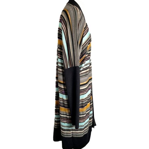 Vintage Missoni Colourful Striped Wool Blend Open Duster Cardigan - 14/L-XL 🇮🇹 - Picture 5 of 12
